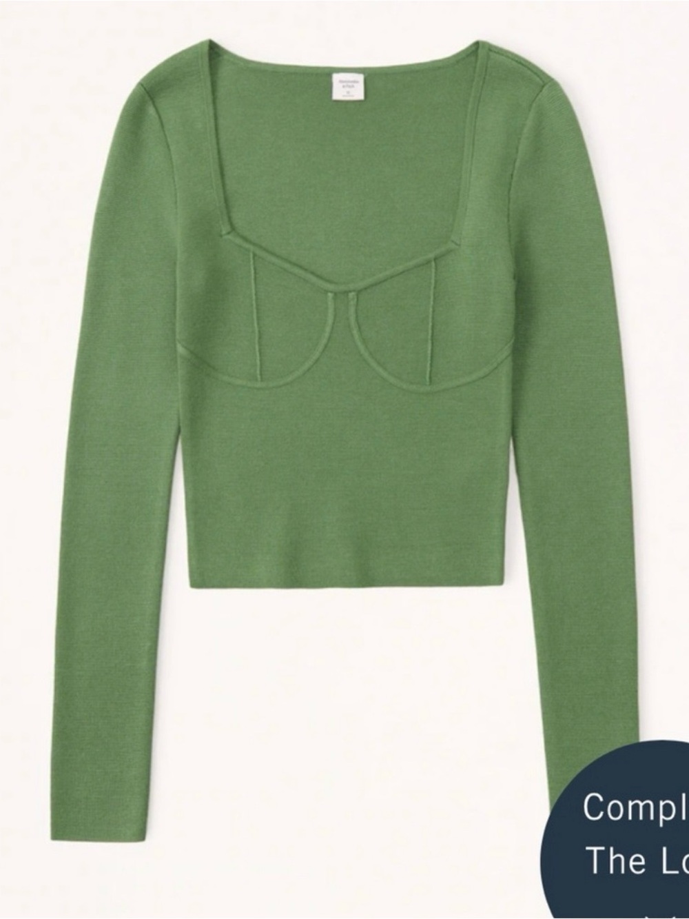 Abercrombie & Fitch Green Long Sleeve Cropped Sweater shirt think material